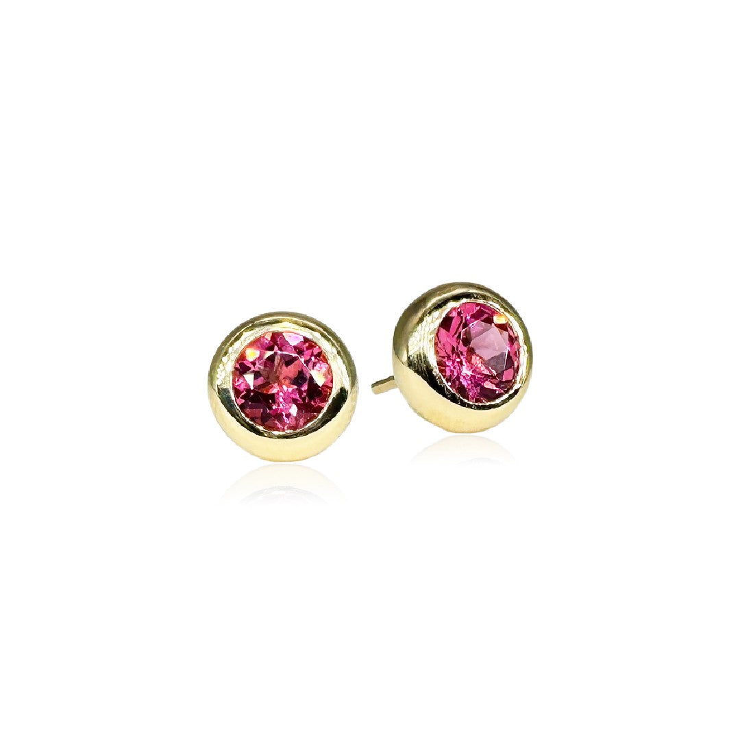 Jane Taylor Pink Tourmaline Chubby Bezel Studs