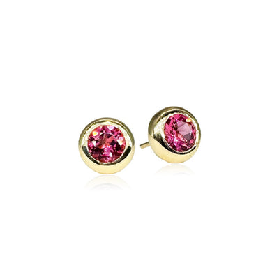 Jane Taylor Pink Tourmaline Chubby Bezel Studs