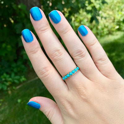 Jane Taylor Turquoise Large Half Eternity Band