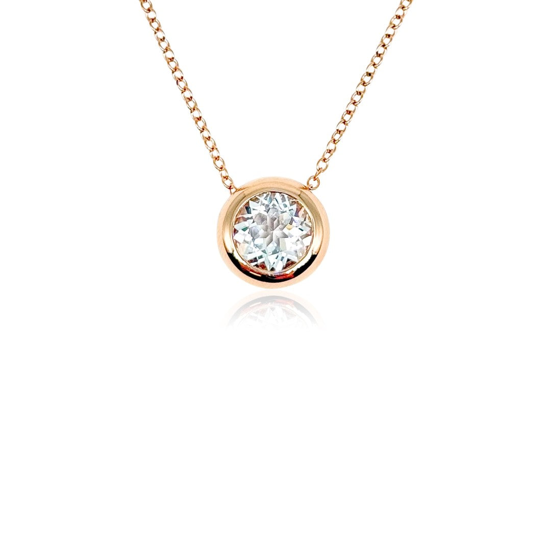 Jane Taylor White Topaz Chubby Bezel Necklace in Rose Gold