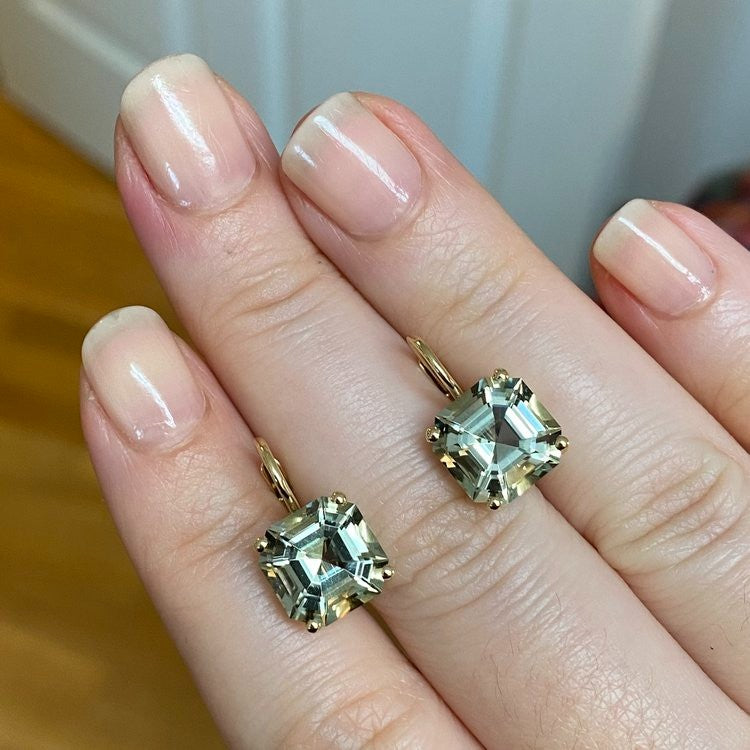 Jane Taylor Octagonal Drop Earring in Green Quartz