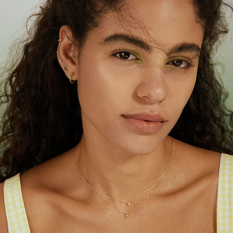 AURELIE GI Ezme Tsavorite Single Huggie Hoop