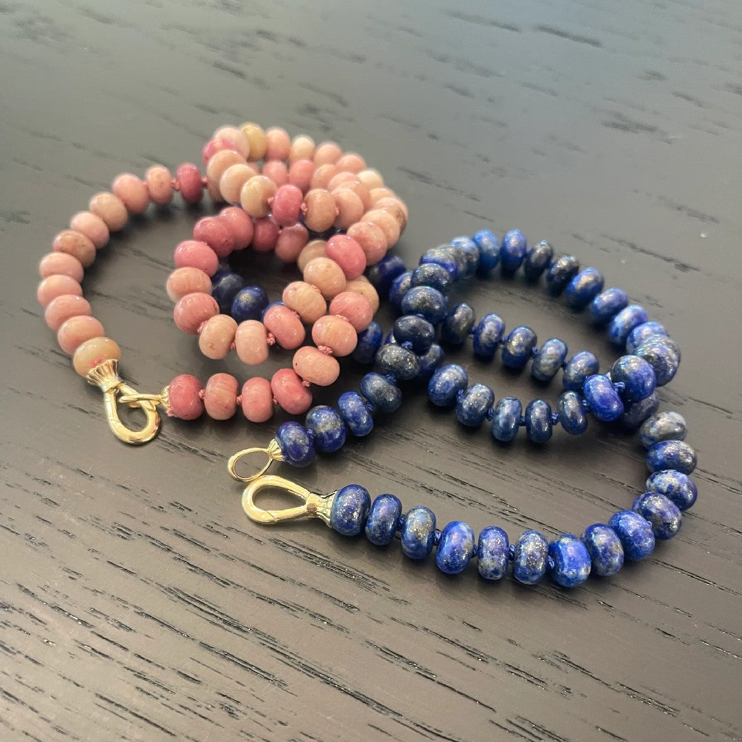 Kate Collins Pink Rhodochrosite Rondelle Bead Necklace