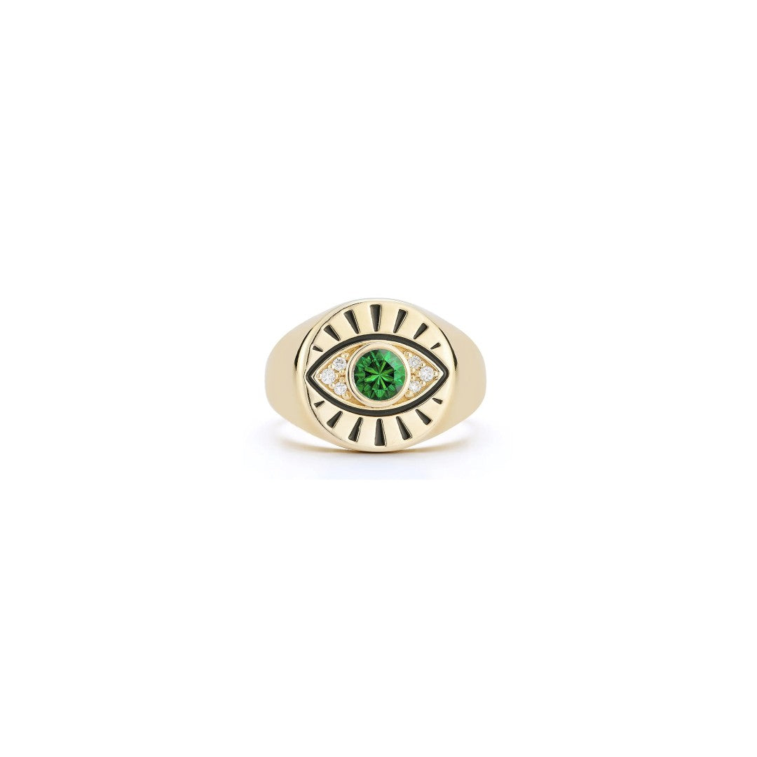 Kate Collins Protection Emerald Evil Eye Signet Ring