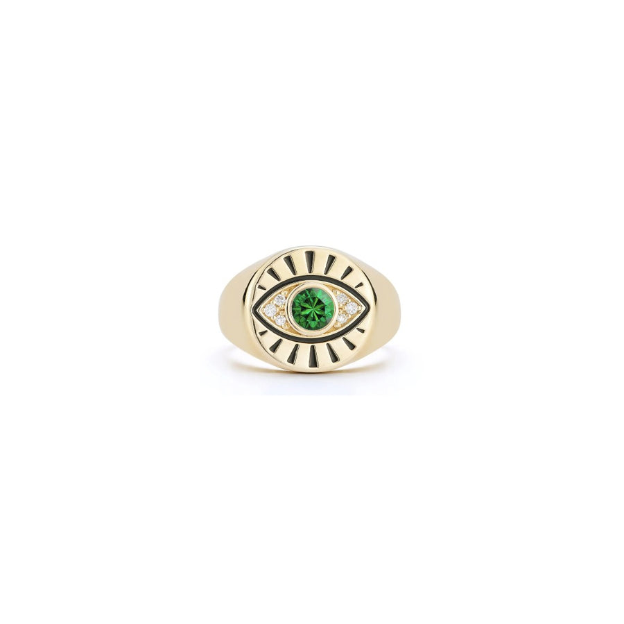 Kate Collins Protection Emerald Evil Eye Signet Ring