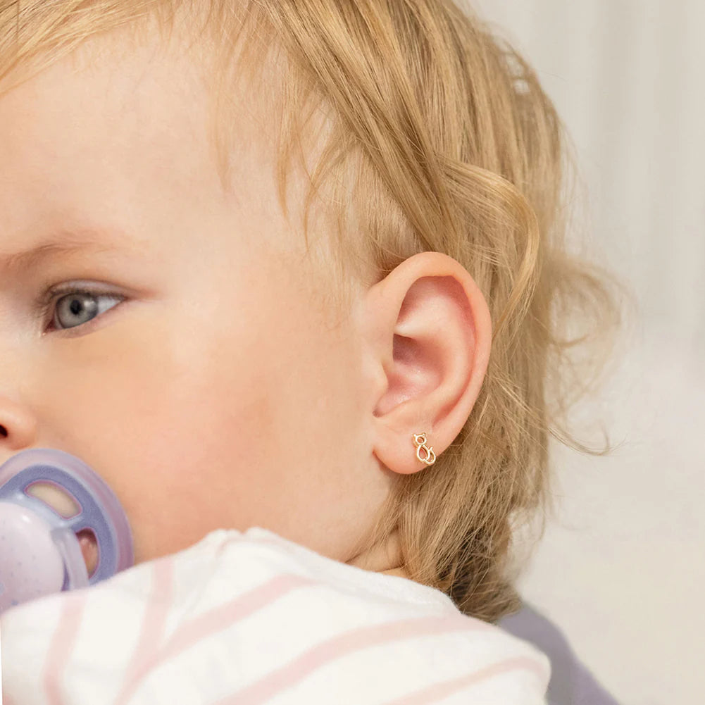 Kitty Cat Outline Little Girl's Stud Earrings