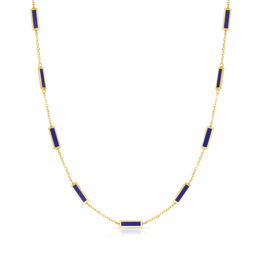 Tara Mikolay Lapis Inlay Bars Necklace