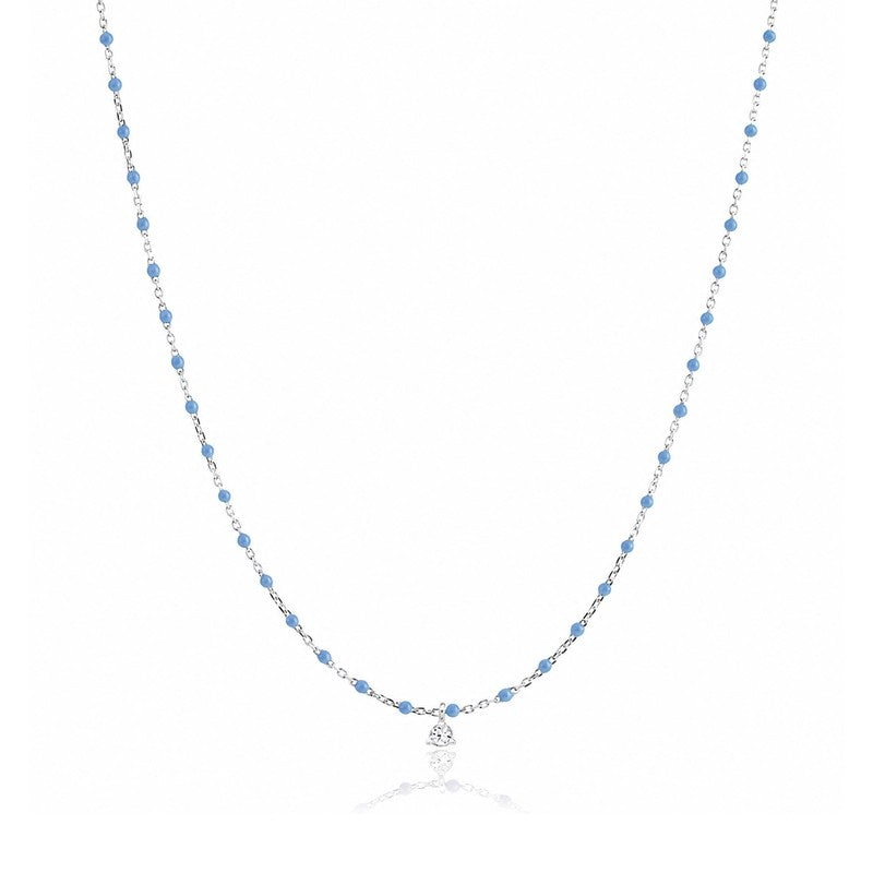 Light Blue Enamel Beaded Necklace