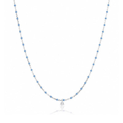 Light Blue Enamel Beaded Necklace