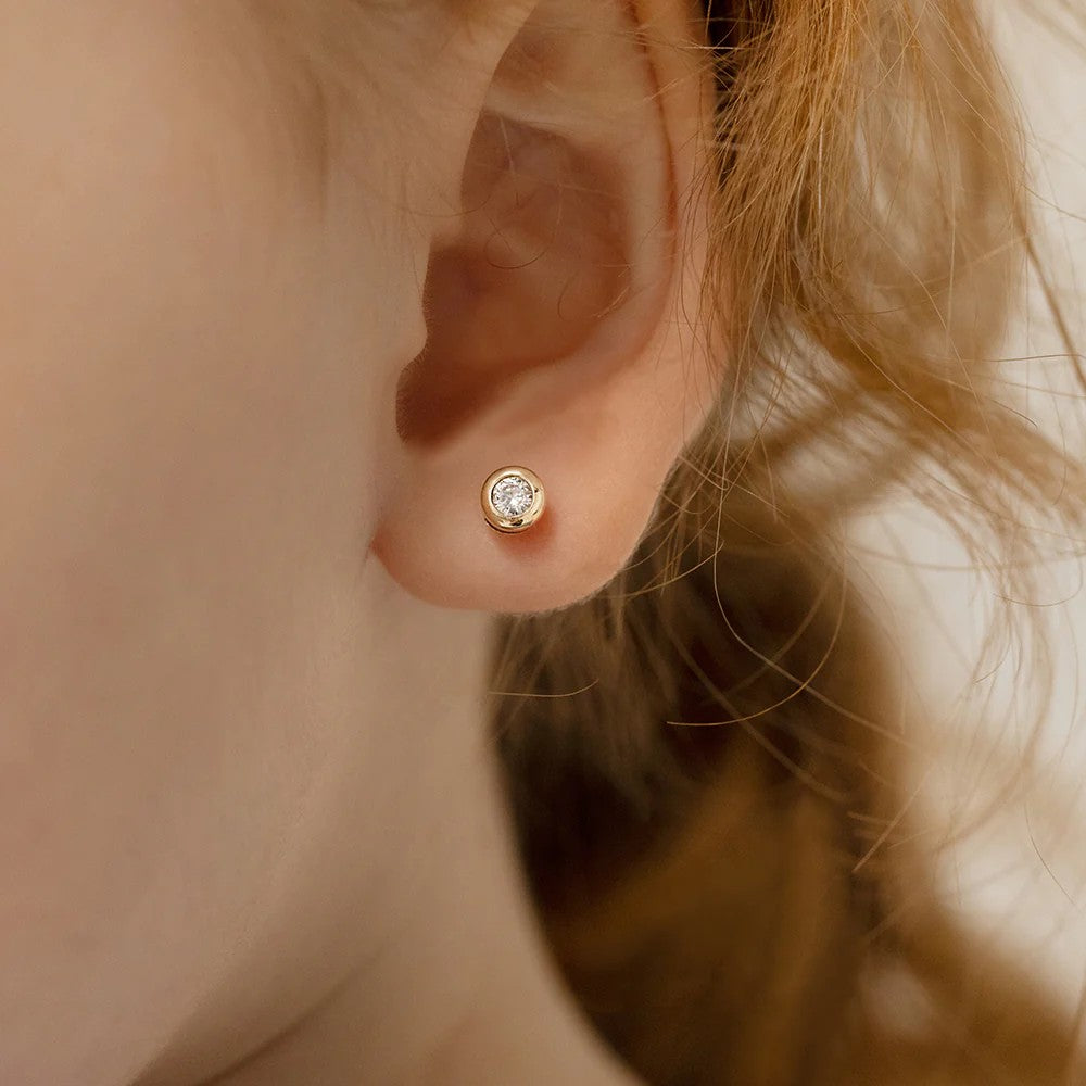 Bezel Cubic Zirconia Little Girl's Earrings