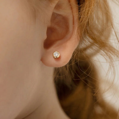 Bezel Cubic Zirconia Little Girl's Earrings