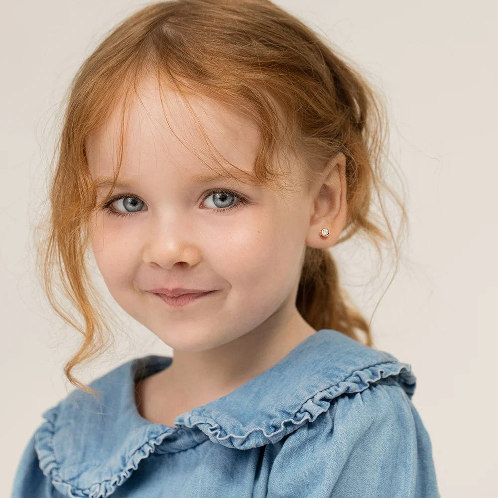 Bezel Cubic Zirconia Little Girl's Earrings