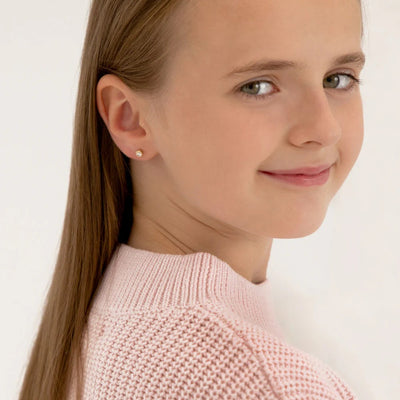 Sparking Bezel Little Girl's Earrings