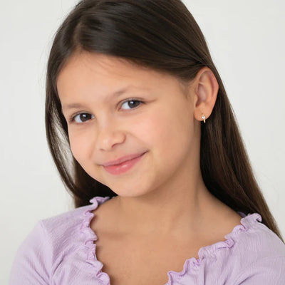 Clear Heart Little Girl's Hoops in 18k Gold