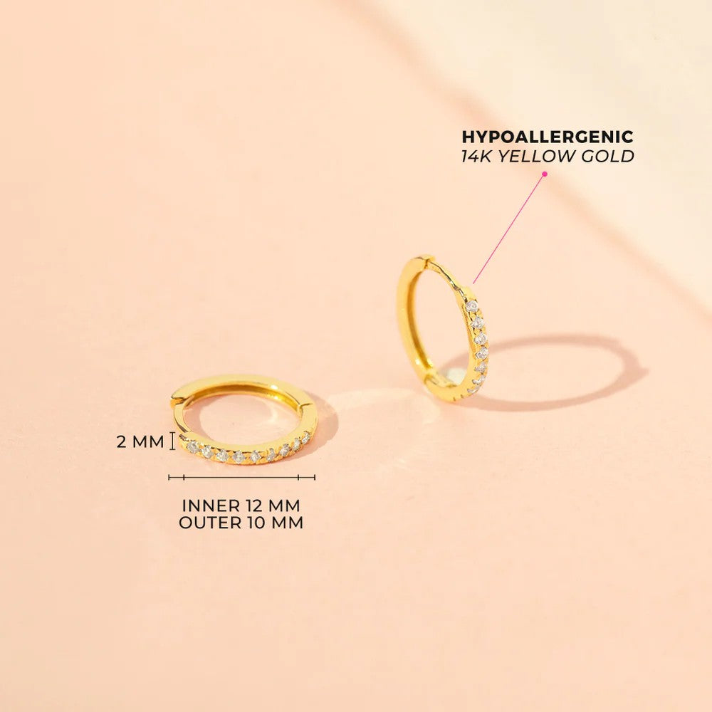 Encrusted Cubic Zirconia Little Girl's Hoop Earrings