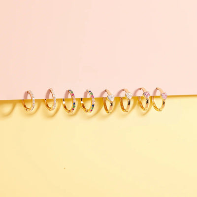 Clear Heart Little Girl's Hoops in 18k Gold