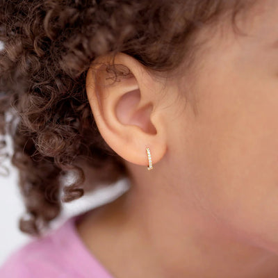 Jeweled Cubic Zirconia Little Girl's Hoop Earrings