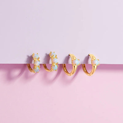 Single Opal Little Girl's Hoop Earrings