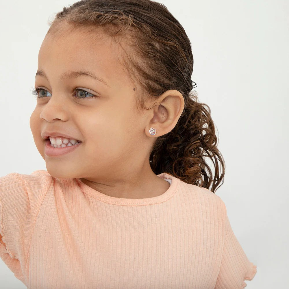 Rainbow Mane Unicorn Little Girl's Stud Earrings