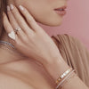 Shy Creation Diamond Bezel 'Love Lock' Cuff Bracelet