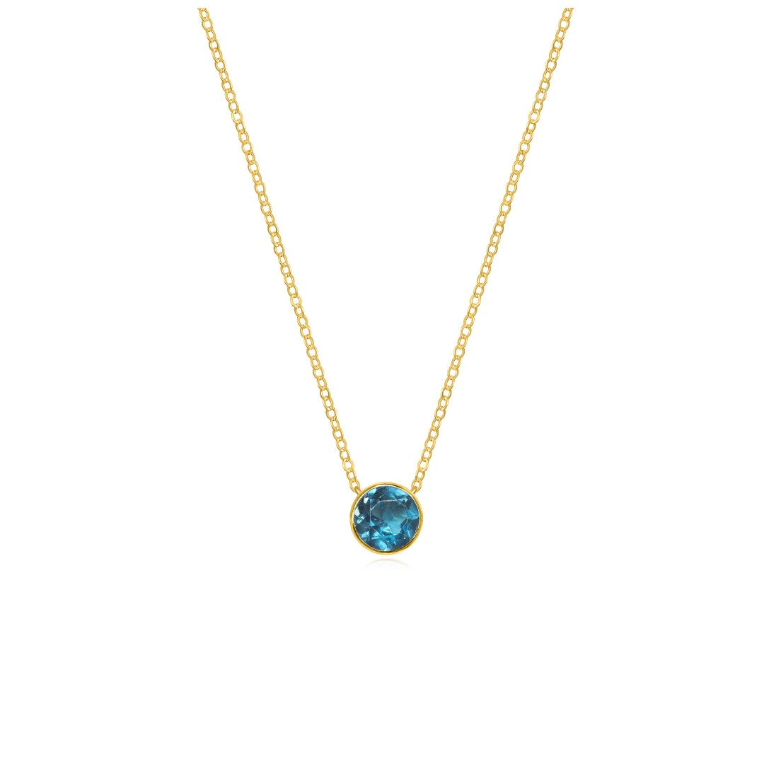 London Blue Topaz Bezel Solitaire Necklace