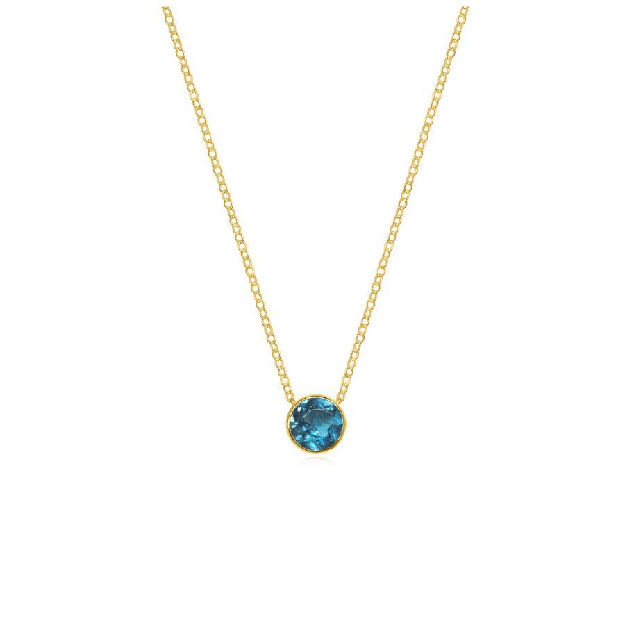 London Blue Topaz Bezel Solitaire Necklace
