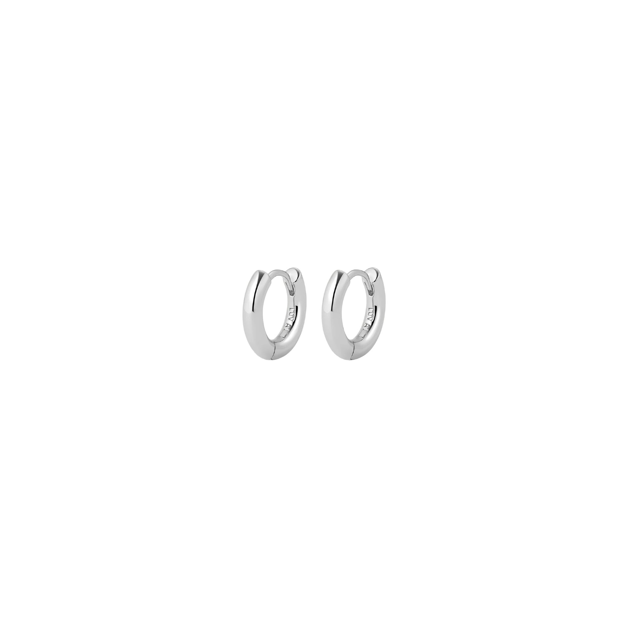 Luv AJ Plain Amalfi Huggie Hoops in Silver