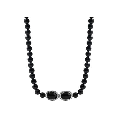 Luv AJ The Midnight Mesa Beaded Necklace in Silver