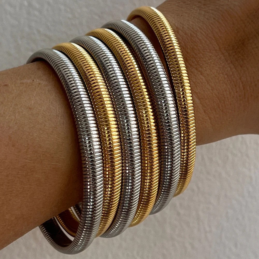Luv AJ Mini Flex Snake Chain Bracelet Set in Gold