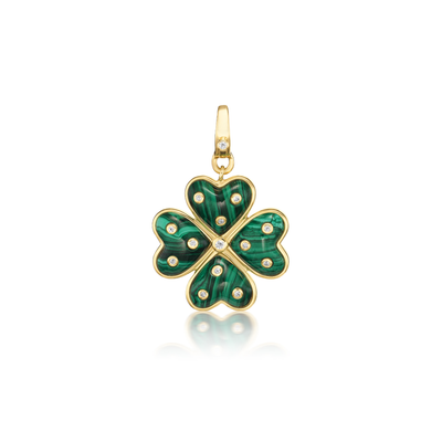 Tara Mikolay Malachite Clover Charm