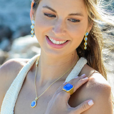 Marcia Moran Pyrite & Mother of Pearl Cascade Earrings