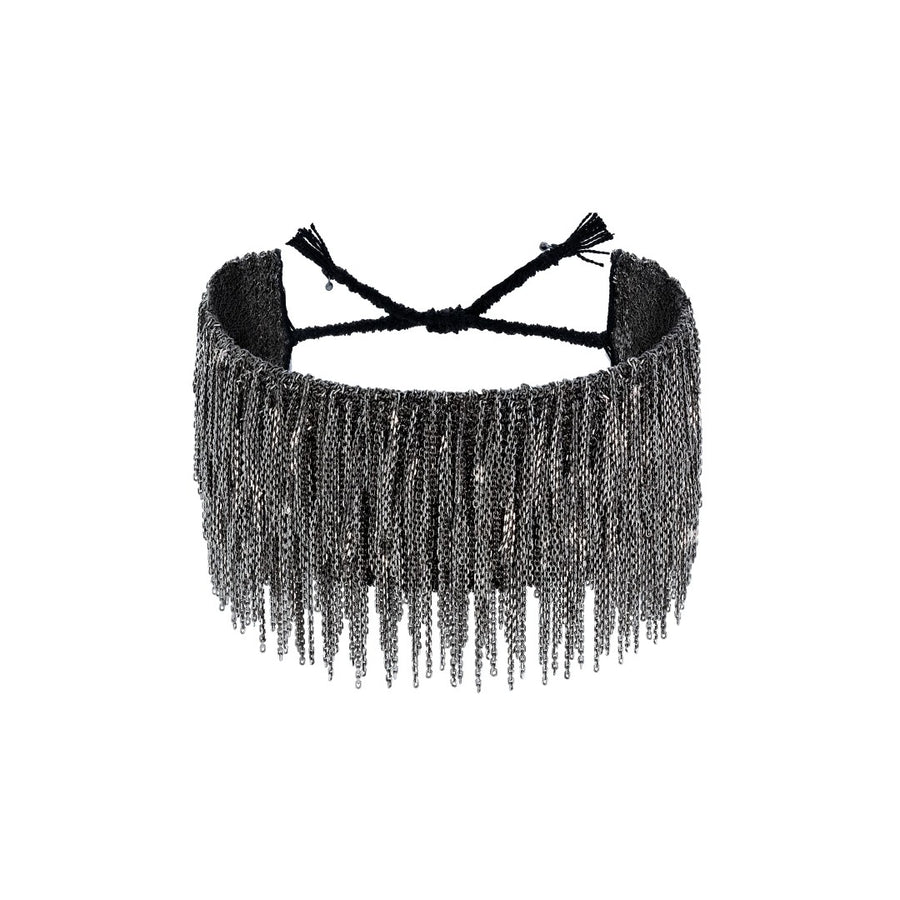 Marie Laure Chamorel Black Chain Wide Fringe Bracelet N° 705