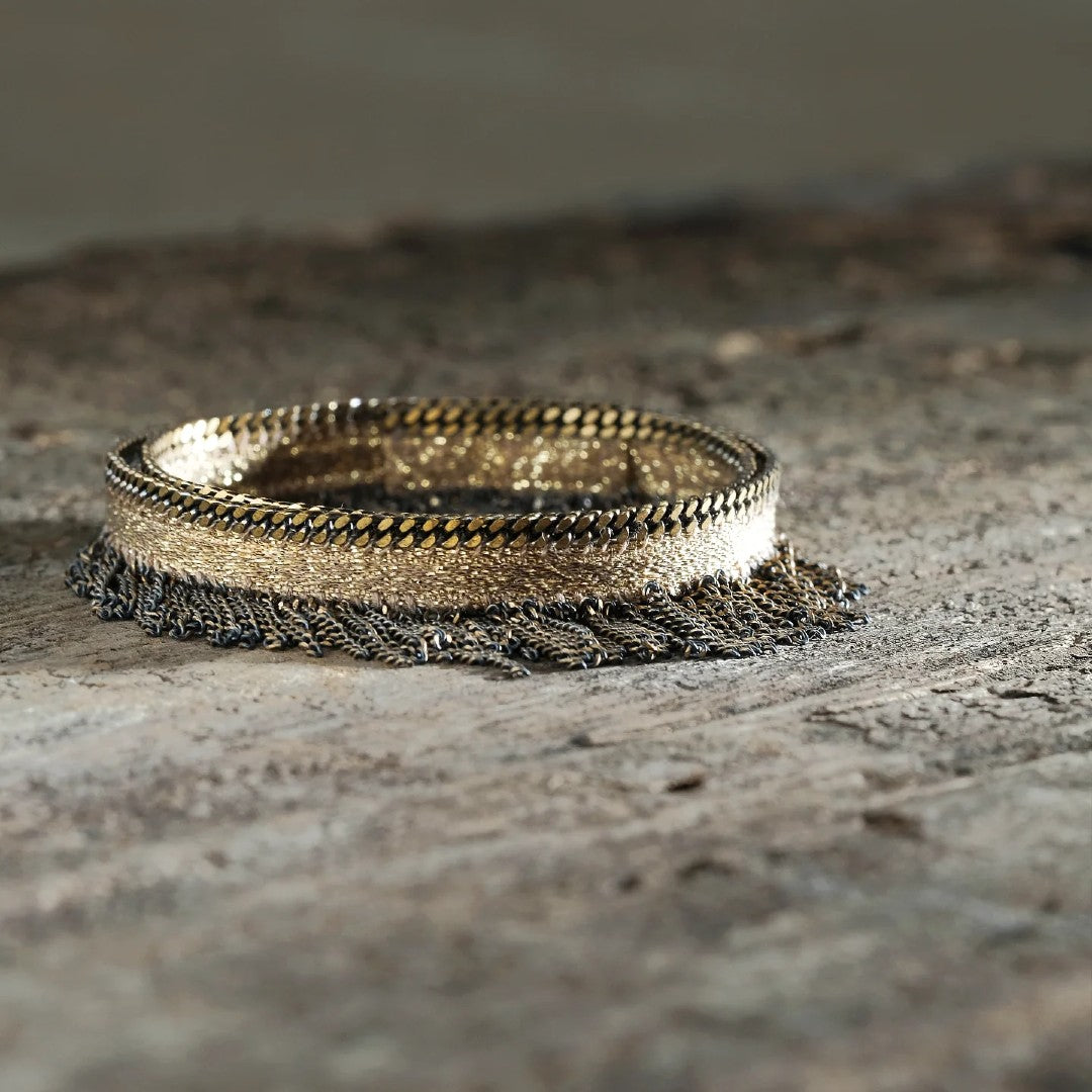 Marie Laure Chamorel Champagne Double Wrap Fringe Bracelet 1D007