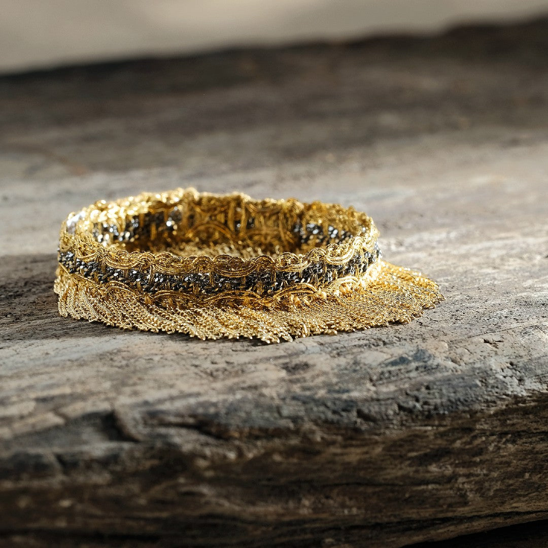 Marie Laure Chamorel Gold Double Wrap Chain Fringe Bracelet 1M003