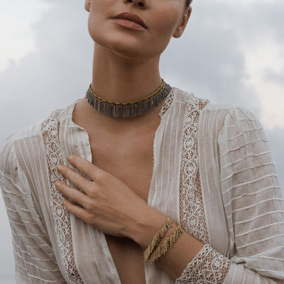 Marie Laure Chamorel Gold Double Wrap Chain Fringe Bracelet 1M003
