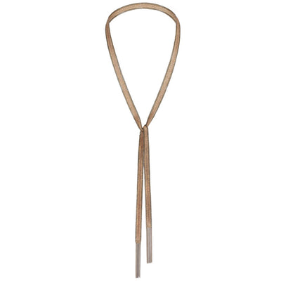 Marie Laure Chamorel Champagne Metallic Satin Ribbon Lariat Necklace 1D005