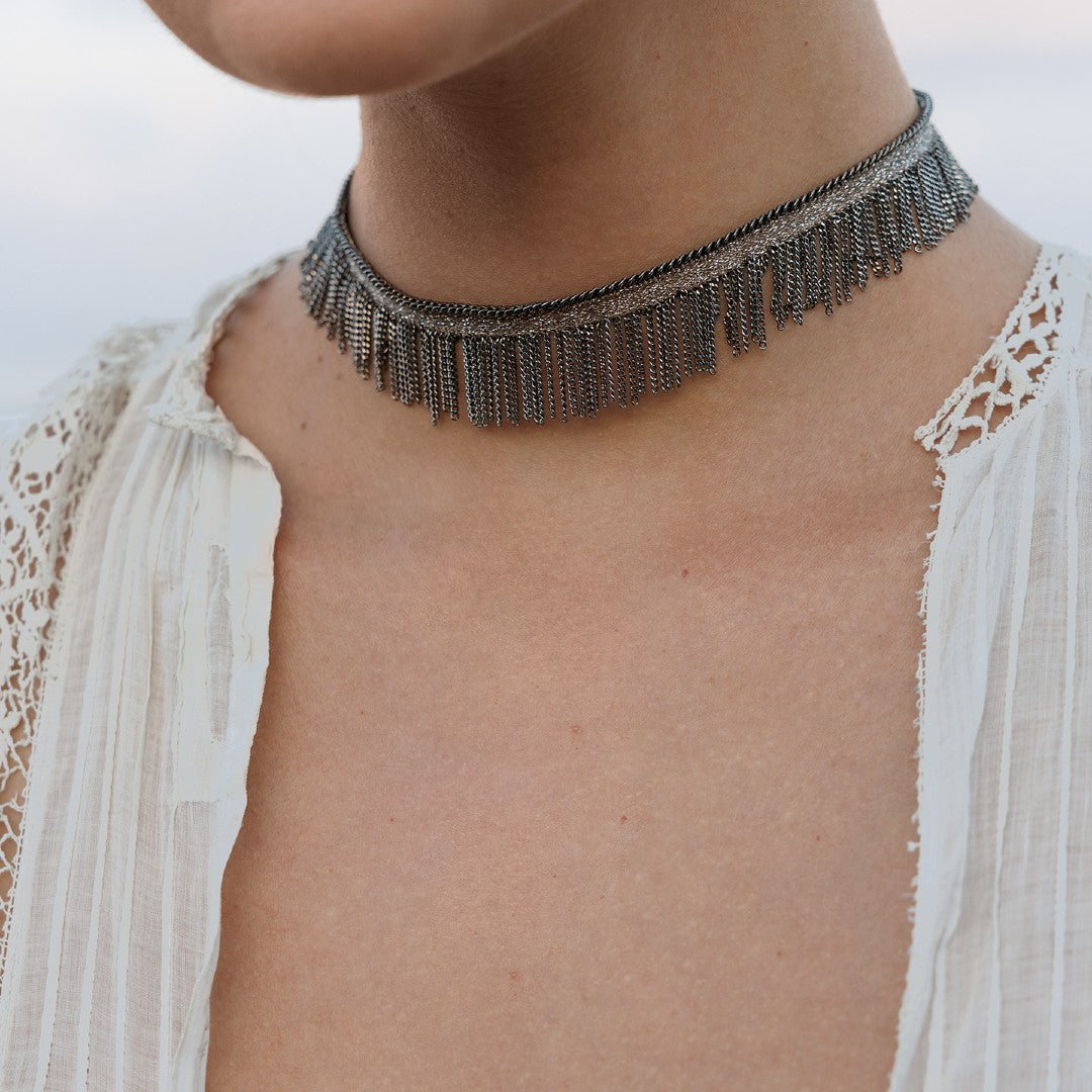 Marie Laure Chamorel Taupe Double Wrap Fringe Bracelet 1D007