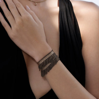 Marie Laure Chamorel Champagne Double Wrap Fringe Bracelet 1D007