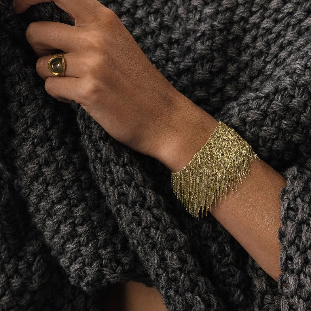 Marie Laure Chamorel Gold Chain Wide Fringe Bracelet N° 705