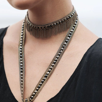 Marie Laure Chamorel Kaki Double Wrap Fringe Bracelet 1M014