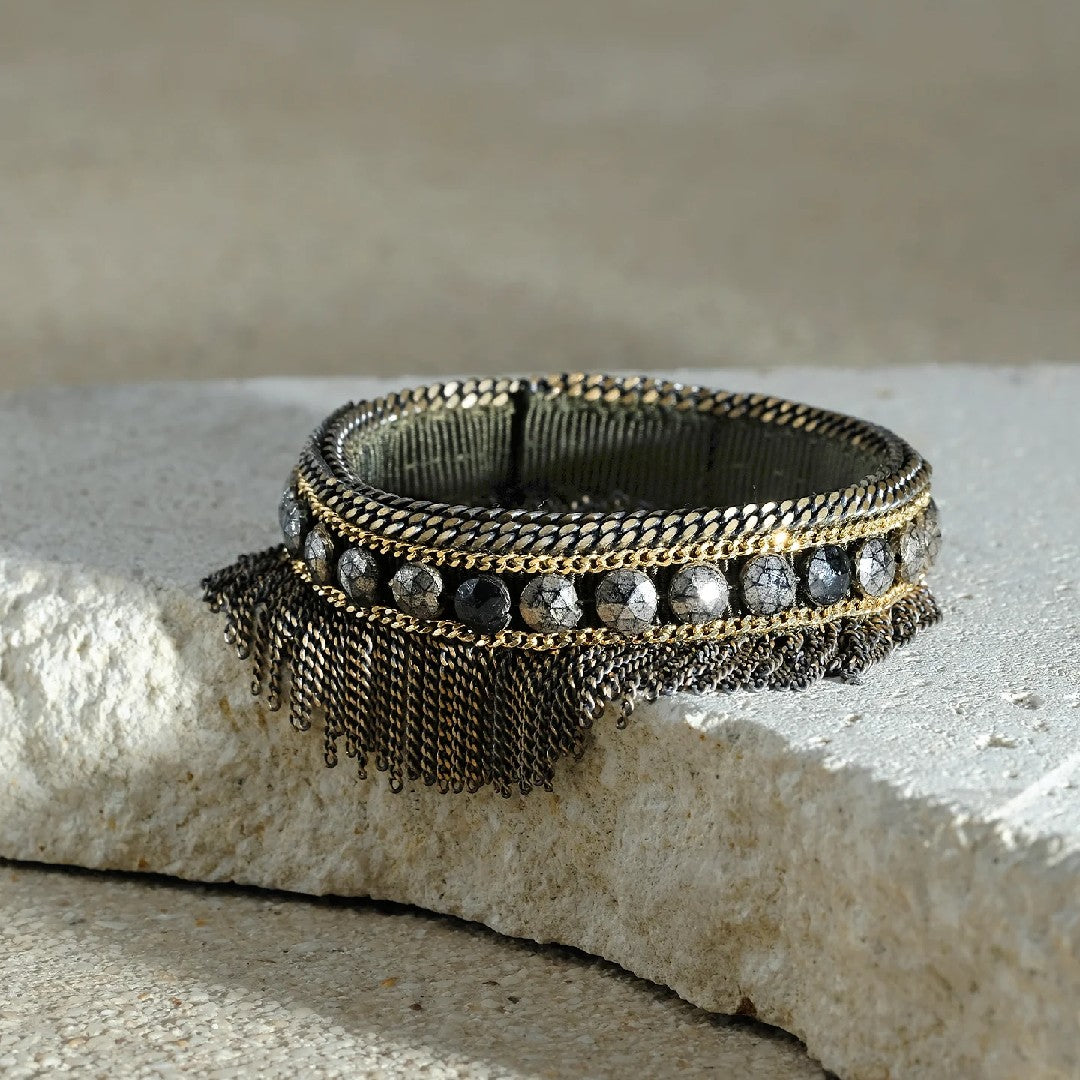 Marie Laure Chamorel Kaki Double Wrap Fringe Bracelet 1M014