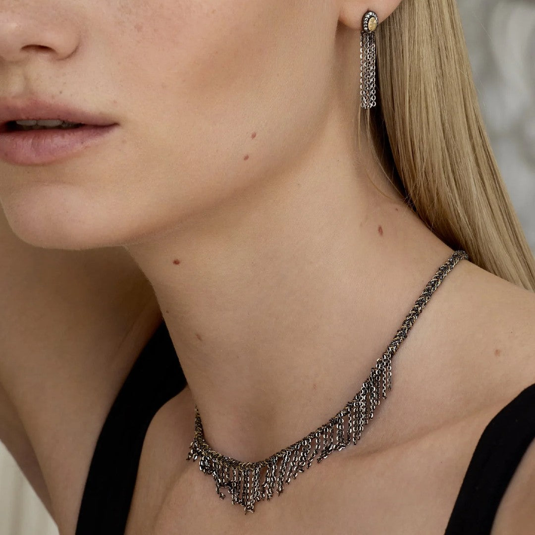 Marie Laure Chamorel Black Chain Fringe Necklace N° 942
