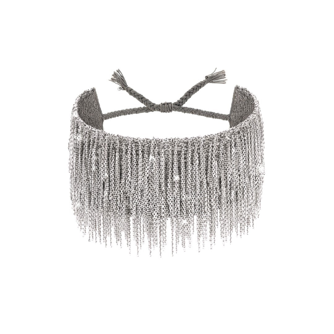 Marie Laure Chamorel Silver Chain Wide Fringe Bracelet N° 705