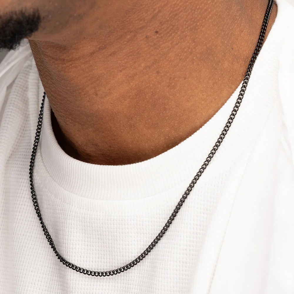 Pig & Hen Black Steel Curb Chain Necklace