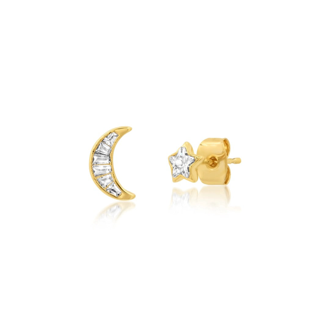 Mismatched Celestial Baguette CZ Studs