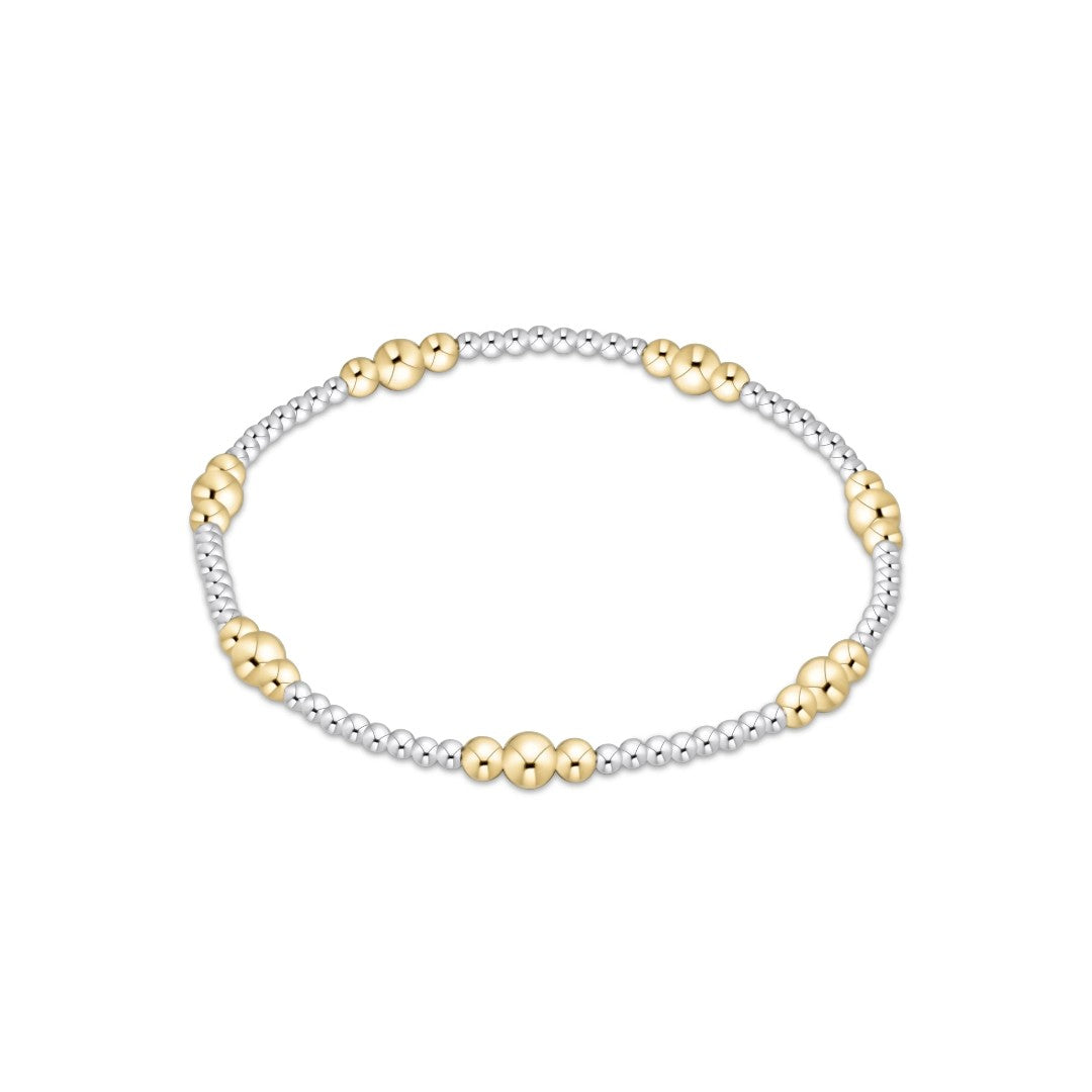 silver and gold beaded stretch bracelet
