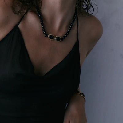 Luv AJ The Midnight Mesa Beaded Necklace in Gold