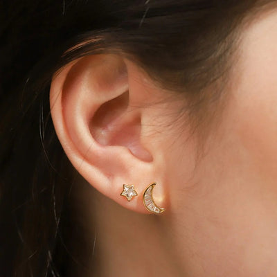 Mismatched Celestial Baguette CZ Studs