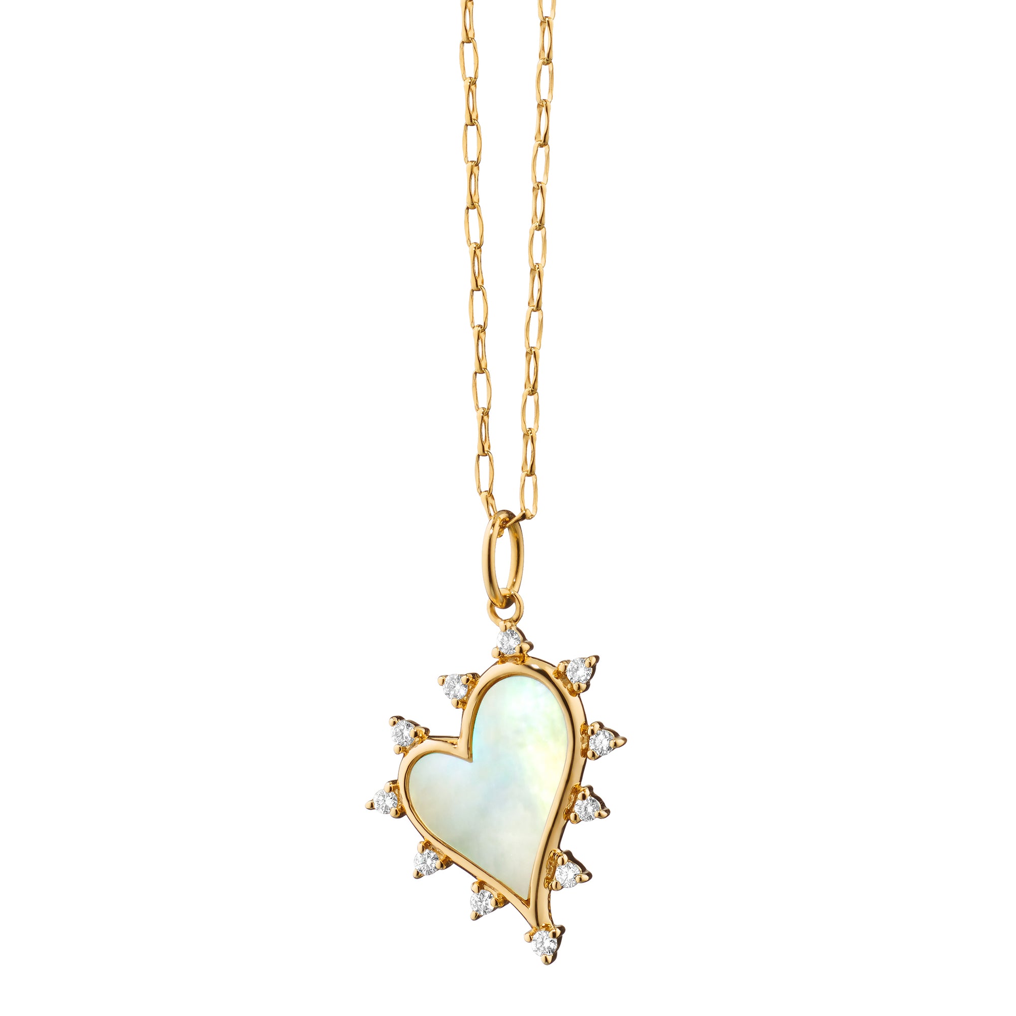 Monica Rich Kosann Mother of Pearl Heart Charm with Diamonds
