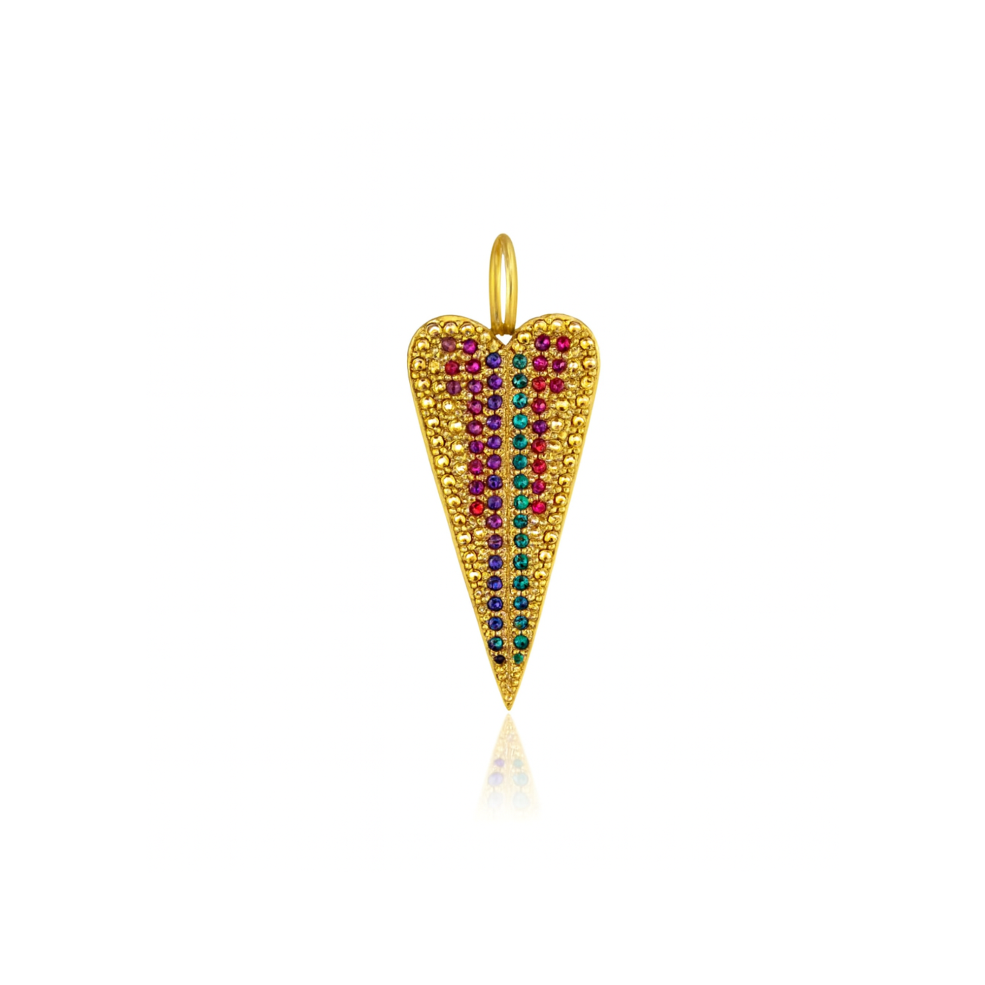 Tara Mikolay Rainbow Sapphire Elongated Heart Charm